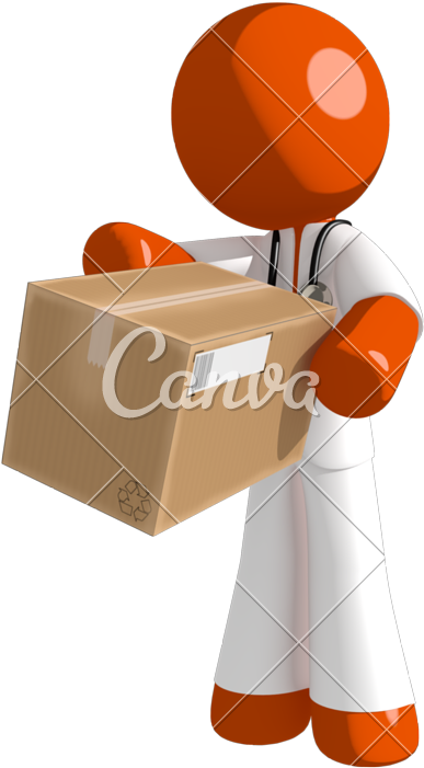 Orange Man Doctor Box Delivery - Construction Worker (497x800)