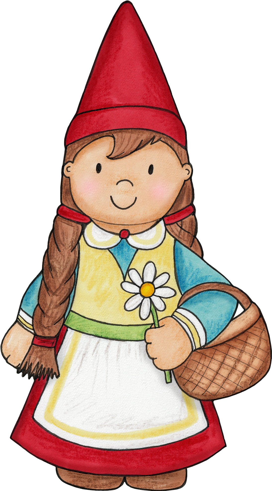 Little Girl Gnome For A Woodlands Party - Girl Gnome Clipart (1116x2027)