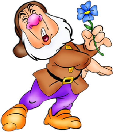 Dwarf Sneezy With Flower - 7 Dwarf Clipart (500x500)