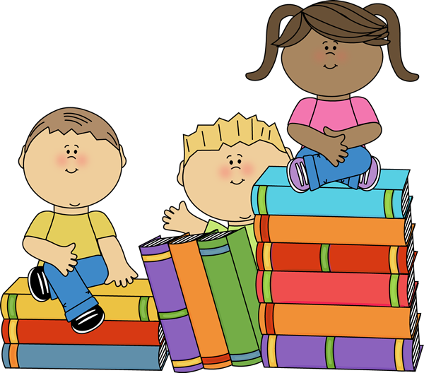 Kids Sitting On Books - Library Books Clip Art (600x528)