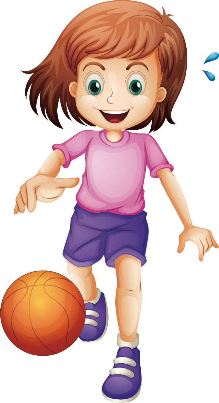 Basketball Cartoon Girl Clip Art - Girl Basketball Cartoon Png (718x1321)