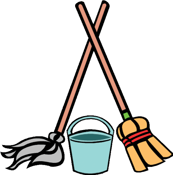 No Money Cartoon - Broom And Mop Clipart (691x706)