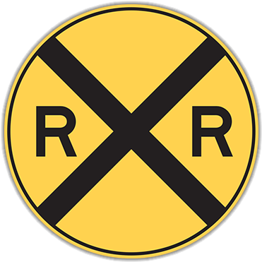 W10-1 Grade Crossing Advance Warning - Yellow Circle Road Sign (400x400)