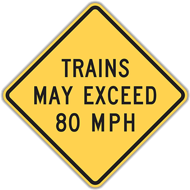 W10-8 Trains May Exceed 80 Mph - Falling Rocks Sign (400x400)