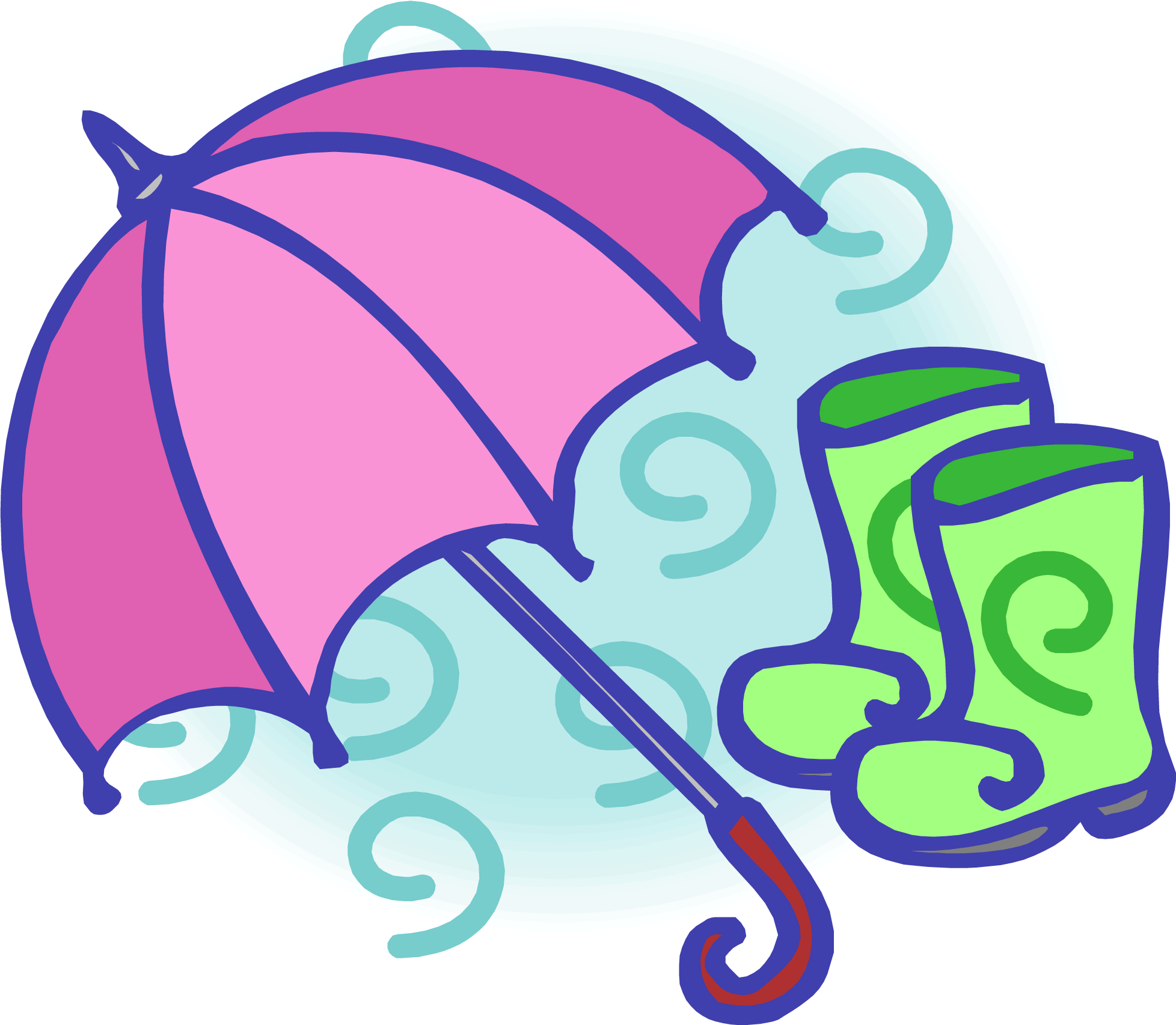Wellington Boot Umbrella Clip Art - Umbrella And Rainboots Clipart (1956x1706)