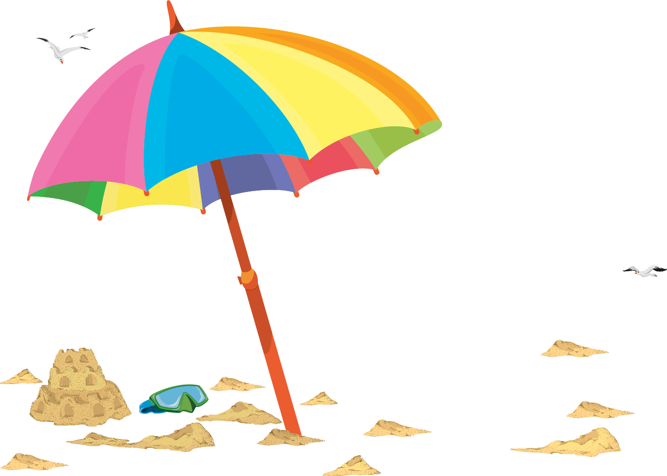 Beach Umbrella Illustration - Clip Art (1350x964)