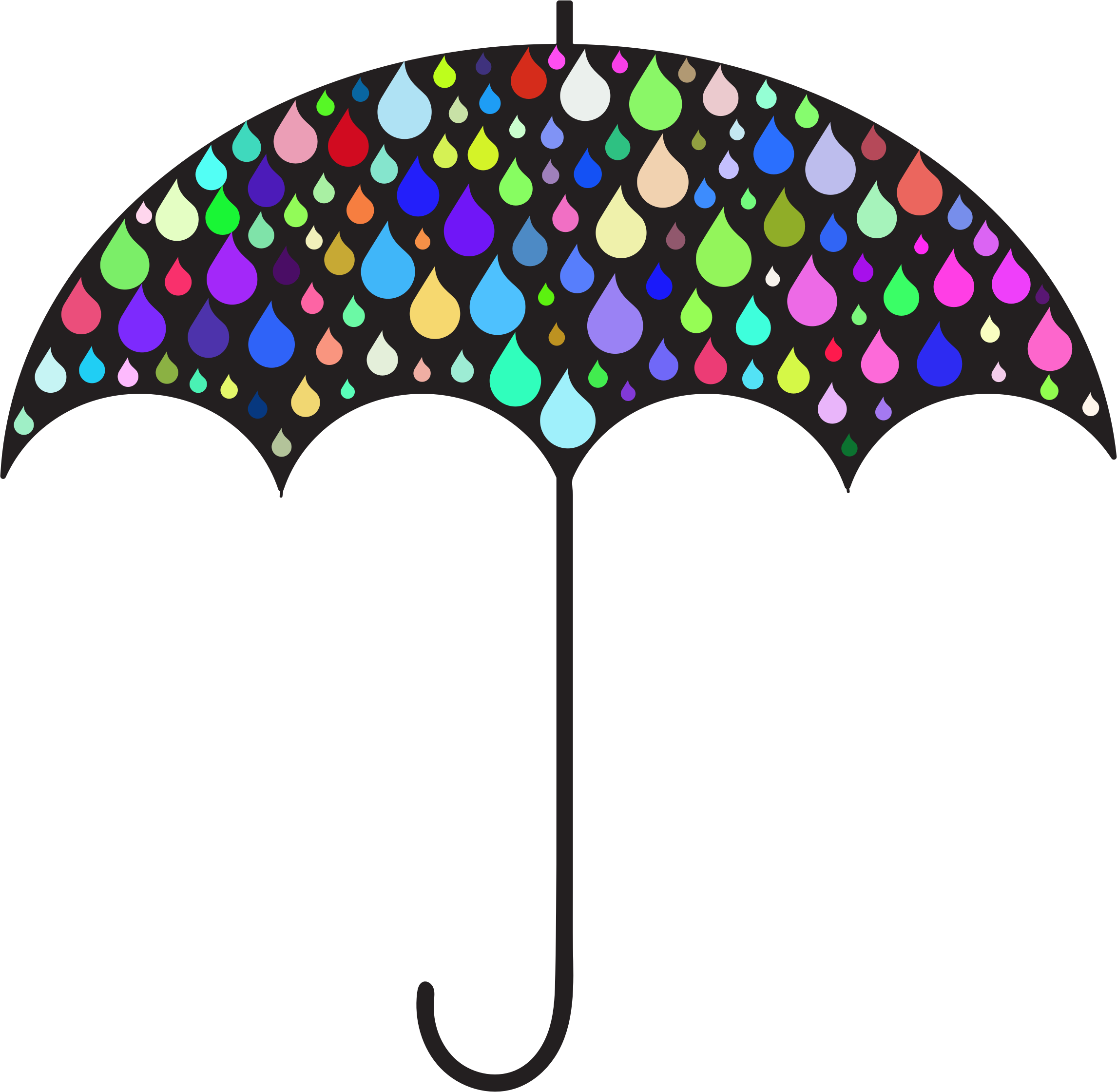 Rain Drops Umbrella Silhouette - ! 5'x7'area Rug (2292x2241)