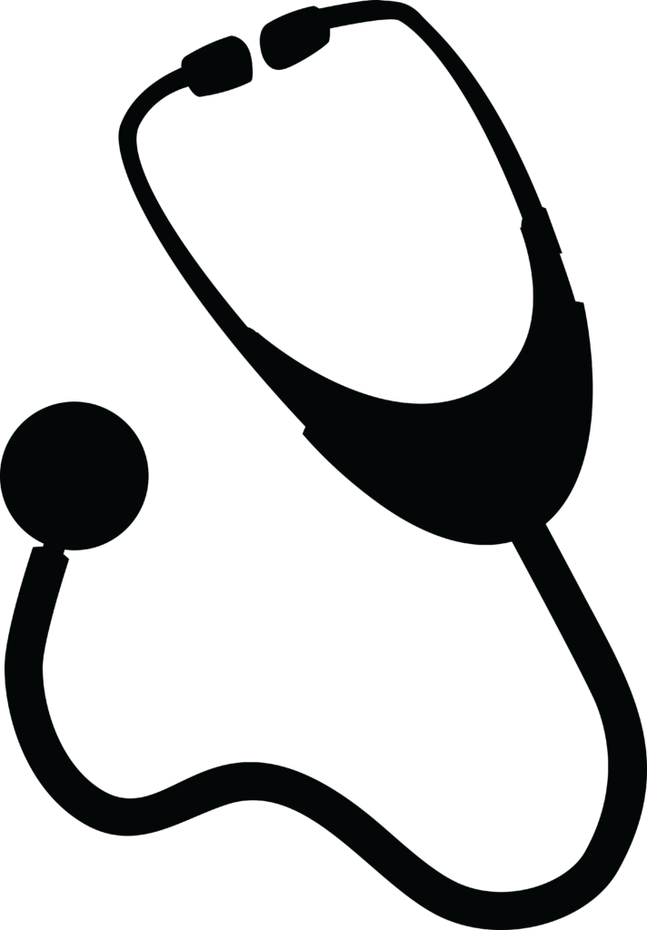373 Free Clipart Of A Black And White Stethoscope Happy - Stethoscope Black And White (712x1024)