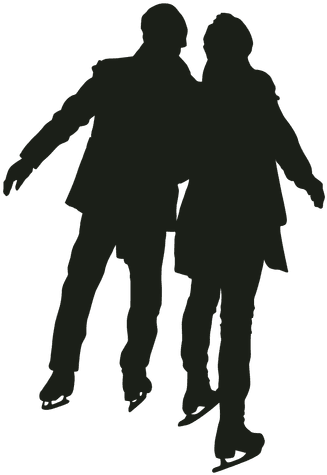 Young Couple Ice Skating Silhouette - Couple Ice Skating Silhouette (512x512)