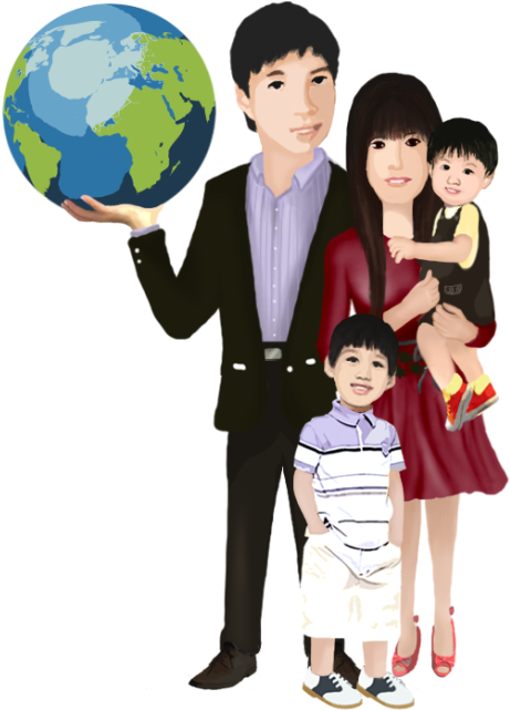Our Parenting World - Asian Family Cartoon Png (640x789)