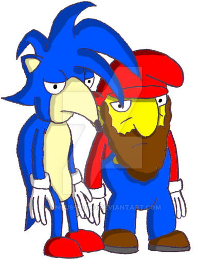 Mario And Sonic In The Simpsons By Angus-nitro - Mario & Sonic At The Olympic Games (400x513)