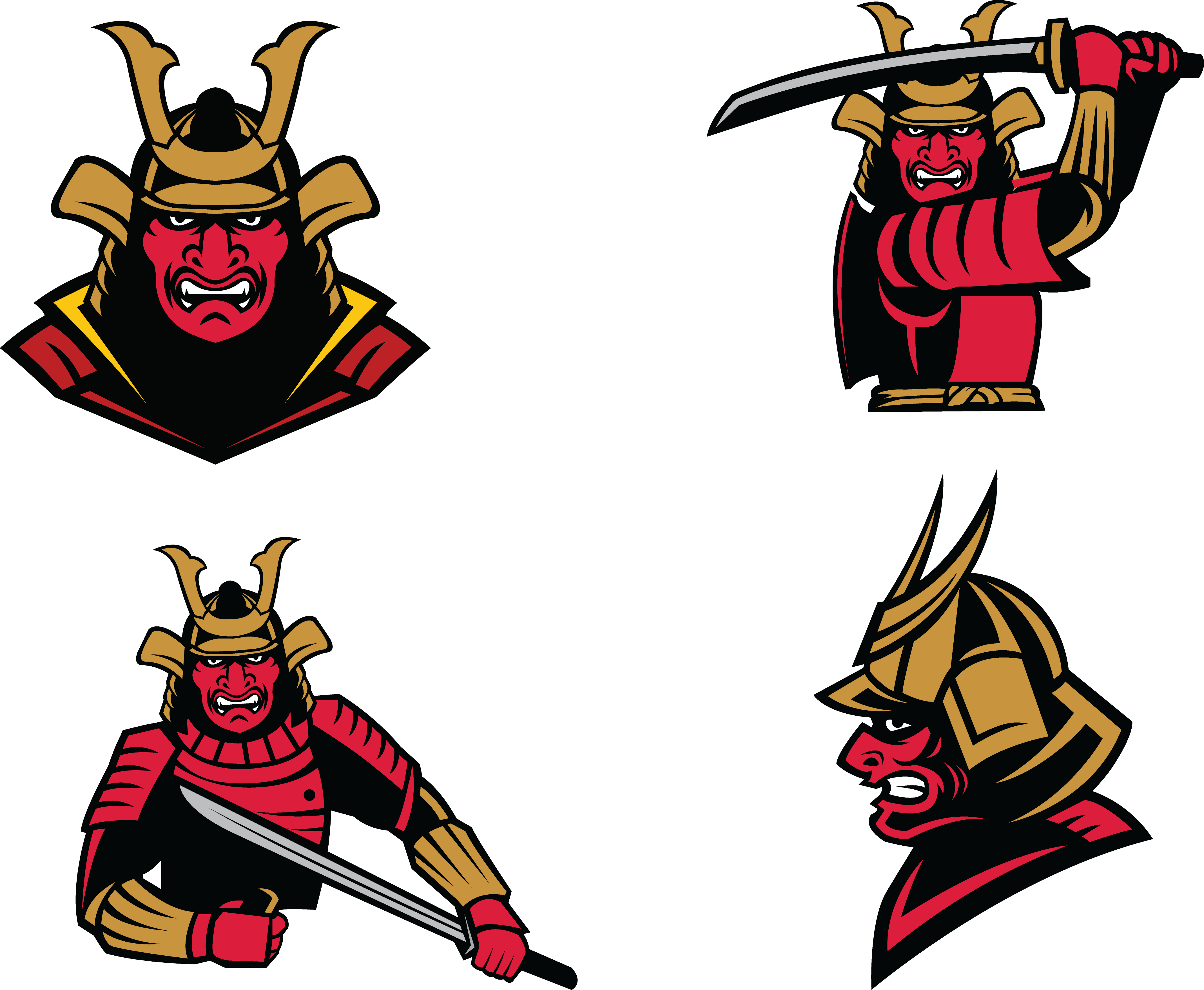 Warrior Samurai Soldier Clip Art - Ancient Japanese Samurai Clipart (4276x3518)