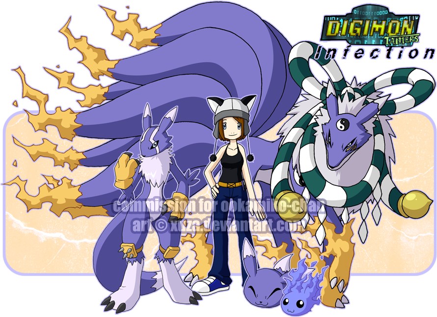Bewitching Foxes By Xuza - Digimon Youkomon (890x645)