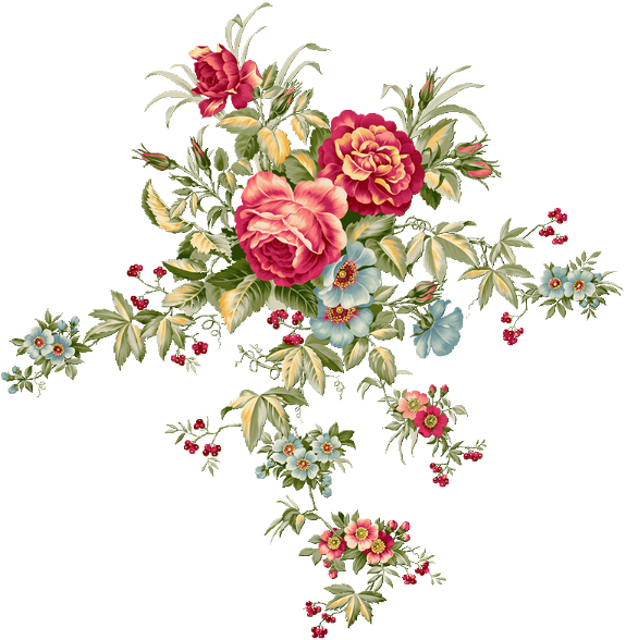 Stitch - Transparent Background Vintage Flowers Png (600x632)