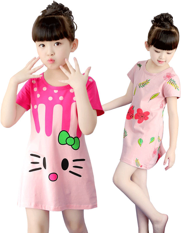 Girls Cotton Nightdress Summer Baby Pajamas Set Thin - Child (800x800)