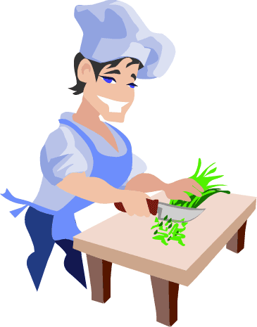 Chef Cutting Vegetables - Cut Vegetables Clipart (365x465)