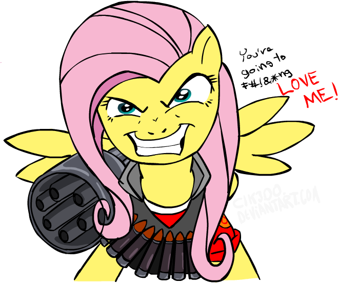 Love Me Team Fortress 2 Fluttershy Applejack Pinkie - Fluttershy Terminator (800x600)