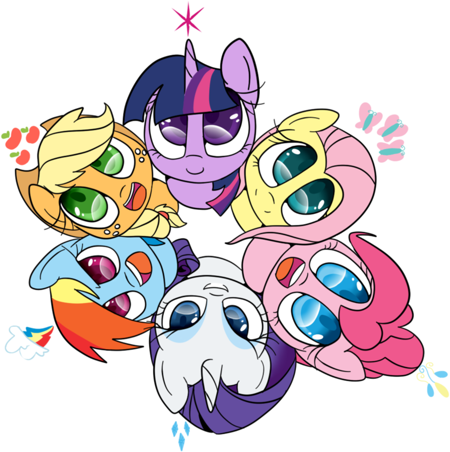 Fanmade Cute Mane Six In A Circle - My Little Pony Cute (894x894)