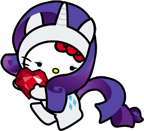 Rarity Hello Kitty Pink Purple Nose Clip Art Fictional - Hello Kitty My Little Pony (600x540)