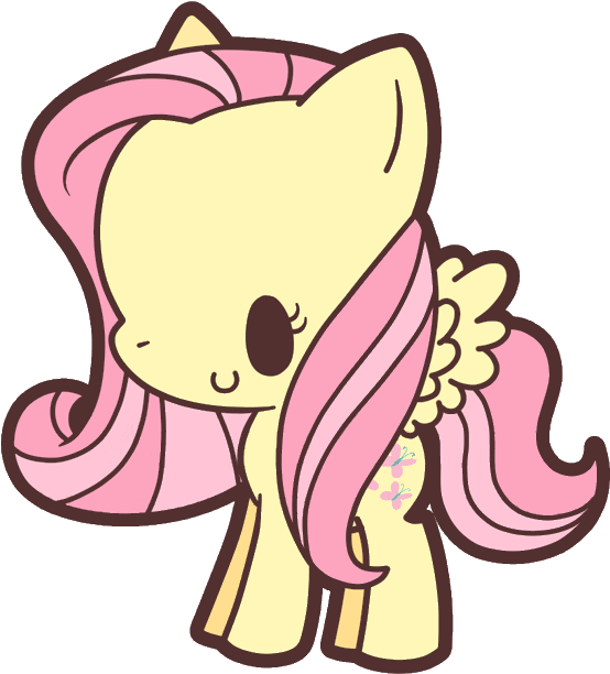 Fluttershy Rarity Pinkie Pie Twilight Sparkle Rainbow - My Little Pony Fluttershy Chibi (600x651)