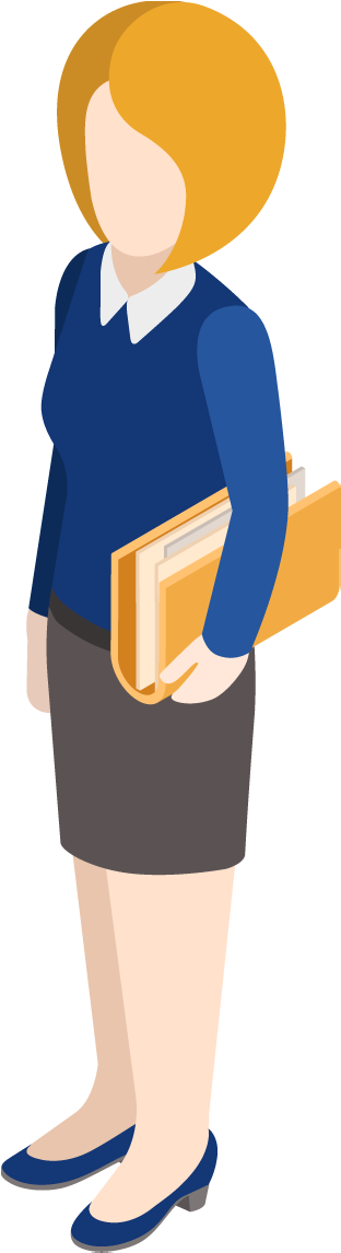 Cartoon Business Woman With Orange Folder - Business People Png Cartoon (350x1150)