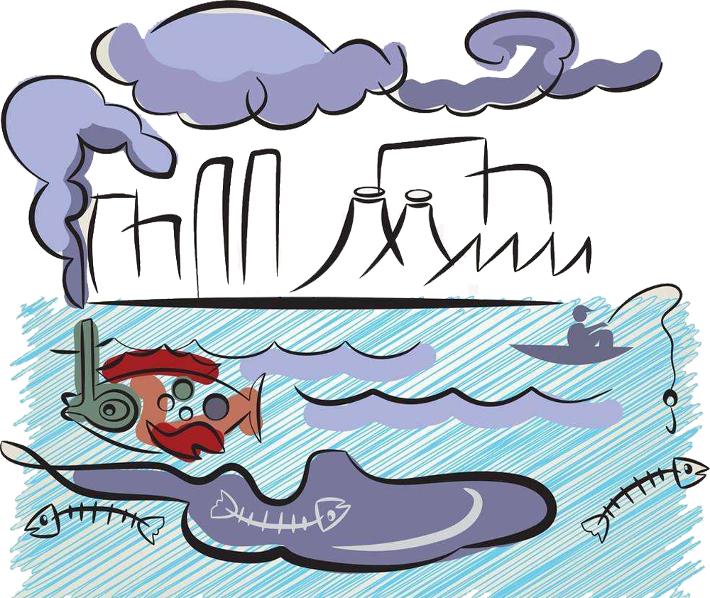 Water Pollution Clip Art - Air And Water Pollution Png (1000x842)