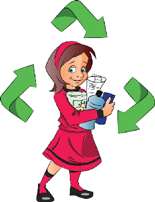 Girl Holding Plastic Bottles For Recycling Clipart - Bottles Recycling Clipart (306x399)
