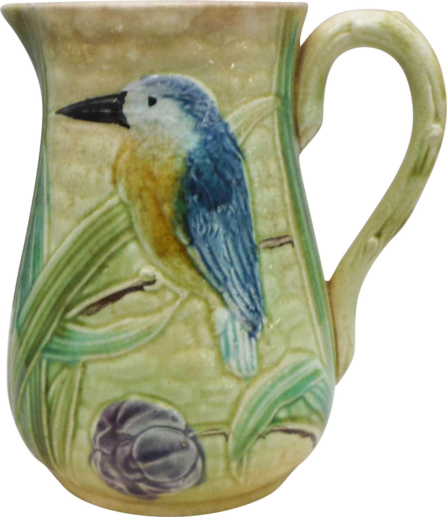 Antique Majolica Bird Iris Pitcher - 19th-c. Majolica Bird & Iris Pitcher - Majolicadream (1787x1787)