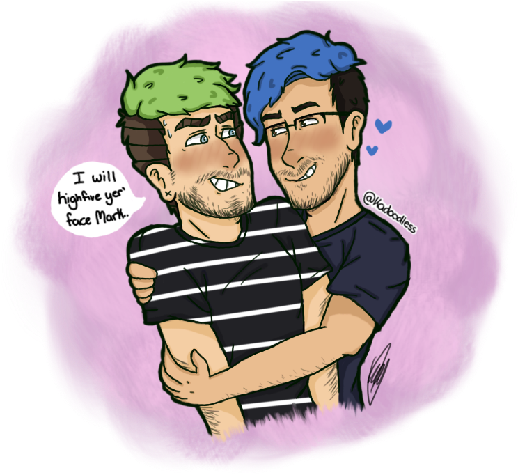 Surprise Hug By Kadoodless - Jacksepticeye And Markiplier Hugging (777x685)