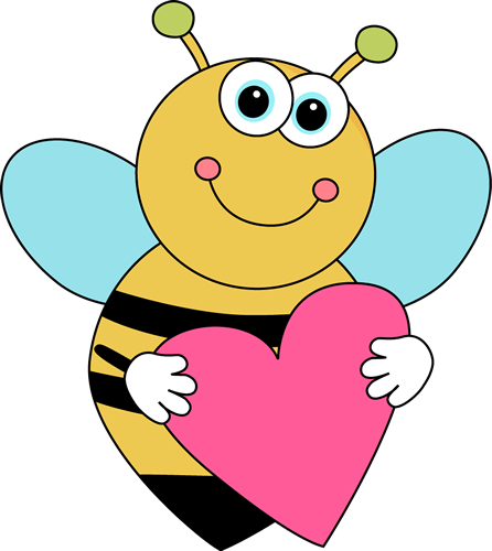 Bee Border Clip Art Cartoon Valentine - Cute Valentines Day Clipart (446x500)