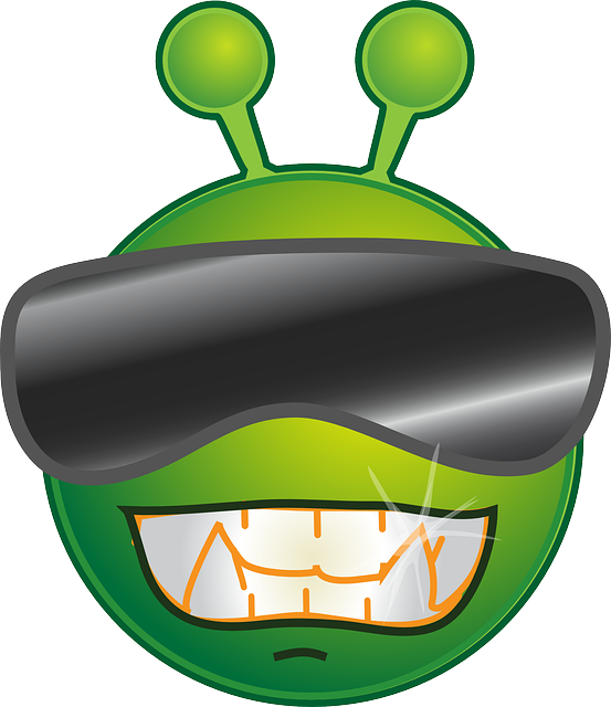 Alien, Cool, Green, Smiley, Emoticon, Sunglasses - Big Tears Oval Ornament (553x640)