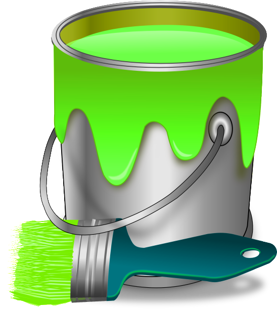 Pot De Peinture Et Un Pinceau Clipart Illustration - Pot De Peinture Verte (548x611)