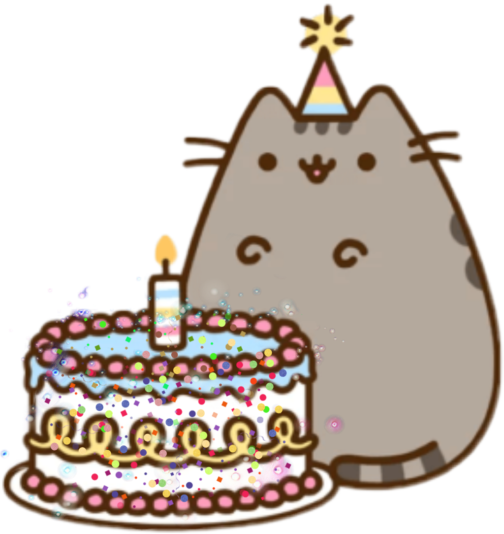 Pusheen Kitty Birthday Cake Ftestickers - Pusheen Cat Birthday (1024x1084)