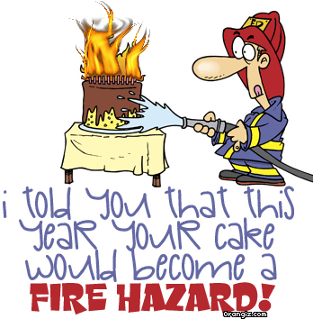 Birthday Cake On Fire Clipart - Birthday Cake On Fire (347x361)