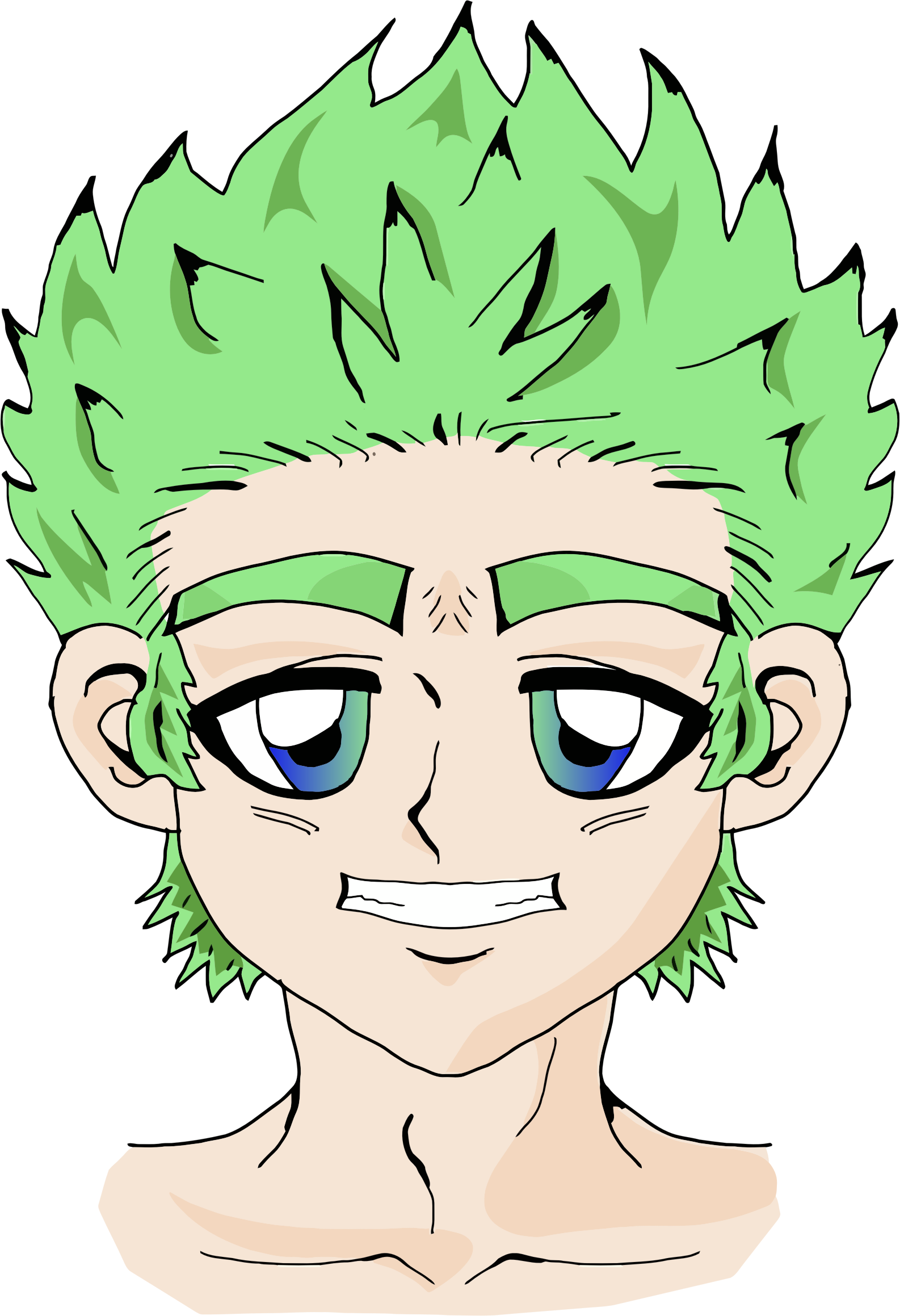 Clipart - Anime Boy Green (1586x2318)