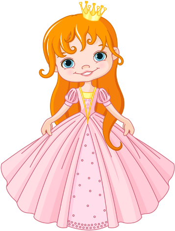 Cute Baby Princess Red Hair Pink Dress - Cartoon Princess Transparent Background (500x500)