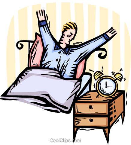 Man Waking Up In The Morning Royalty Free Vector Clip - Waking Up In The Morning (436x480)