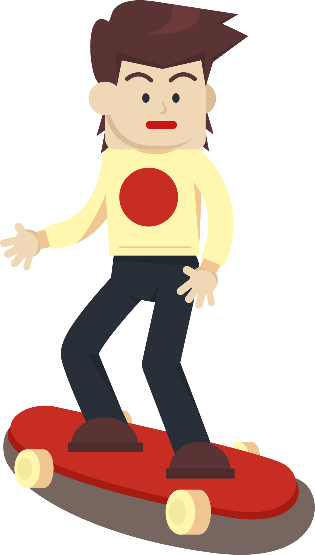 Drawing Cartoon Skateboard Clip Art - Skateboarding Cartoon Png (1076x1894)