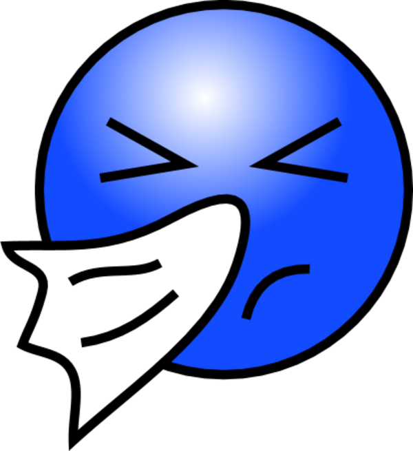 Smiley Face Sneezing - Common Cold Clipart (600x655)