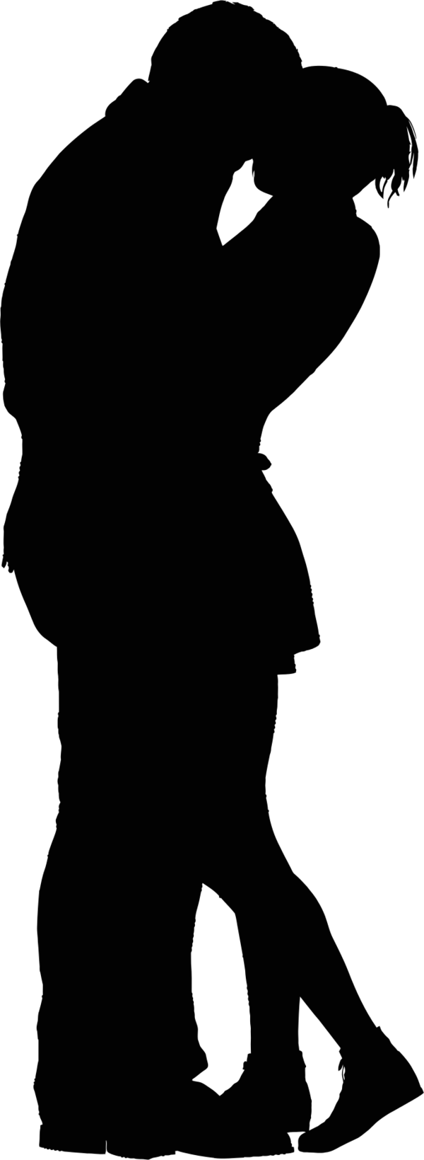 Art In Ceramic Medium Of Man Kissing Woman Download - Silhouette Of Man And Woman Kissing (600x1639)