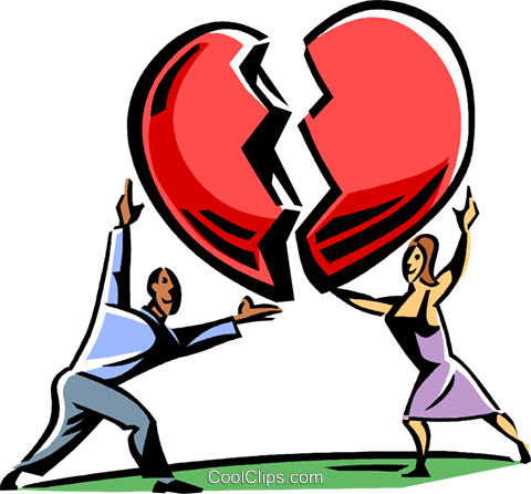 Couple Putting A Heart Back Together Royalty Free Vector - Clip Art (480x446)