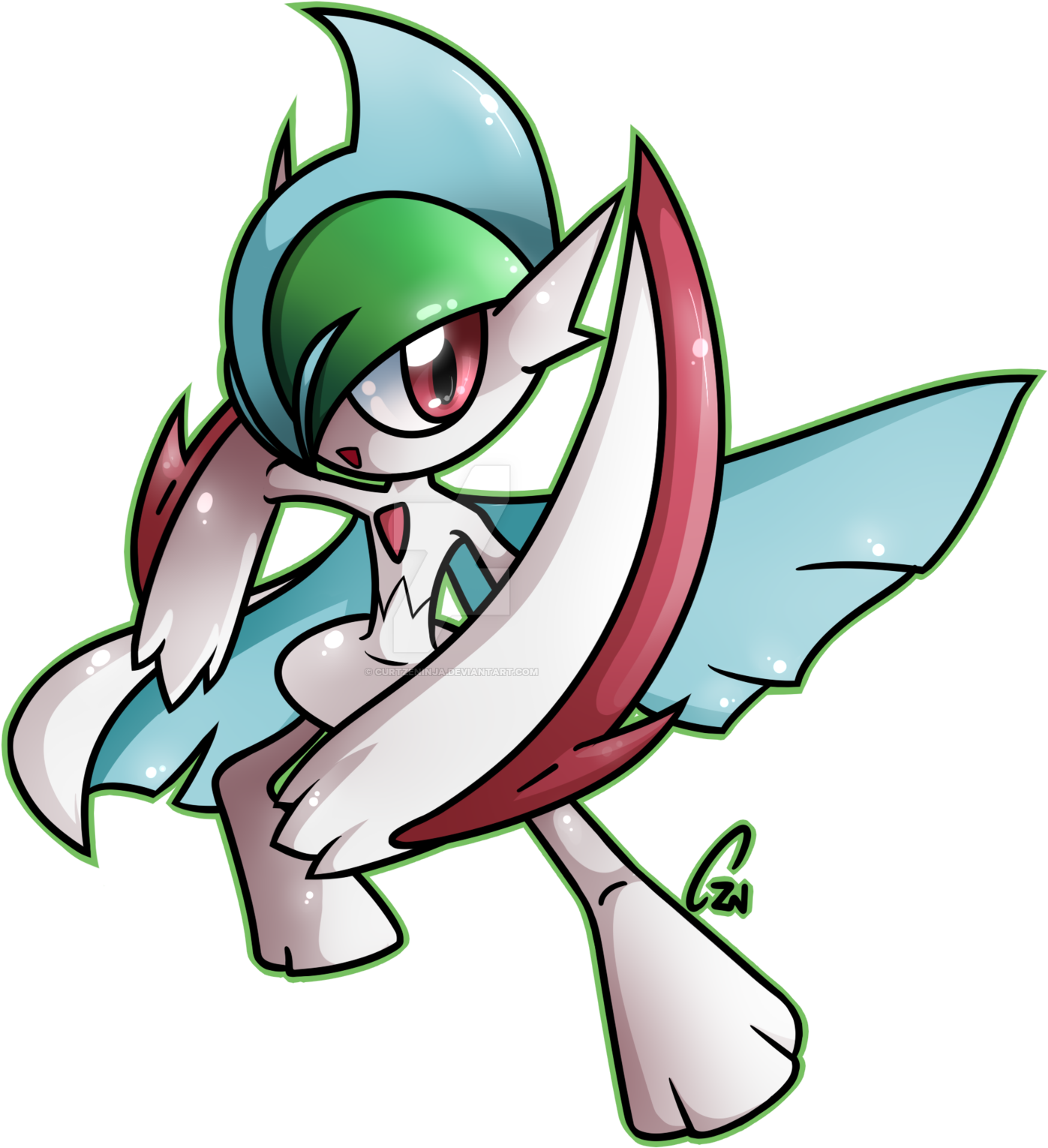Mega Gallade Chibi By Curtzeninja - Cute Mega Gallade (1600x1600)
