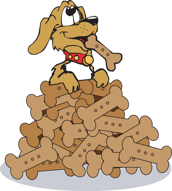 Biscuits Clipart - Cartoon Dog Eating Biscuit (600x663)