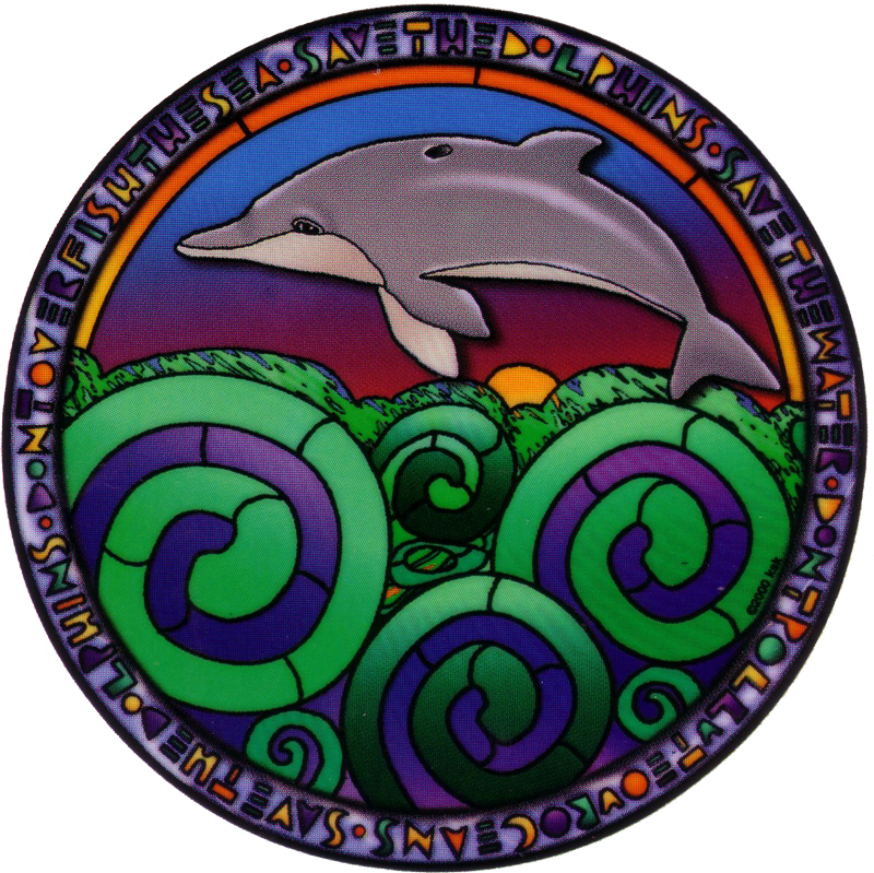 Window Sticker / Decal - Peace Project: Dolphin Spirals - Window Sticker (wa145) (800x799)