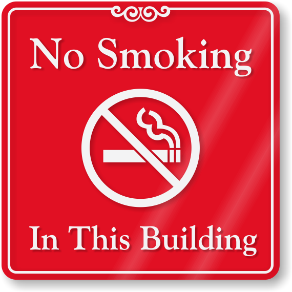 No Smoking In This Building Showcase Wall Sign - Reinke Enterprises 26155 Smoking Area Sign, 9 X 6in, (570x800)