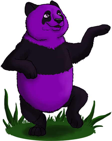 Panda Clipart Purple - Purple And Black Panda (484x600)