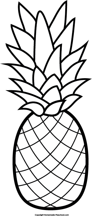 Pineapple Clipart Black And White - Pineapple Clip Art (309x721)