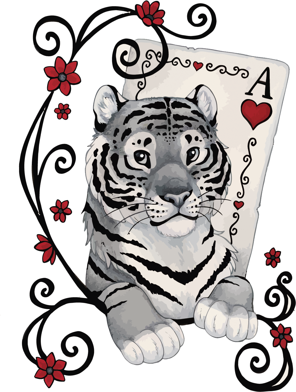 Tiger Poker French Playing Cards - T-shirt (1080x1500)