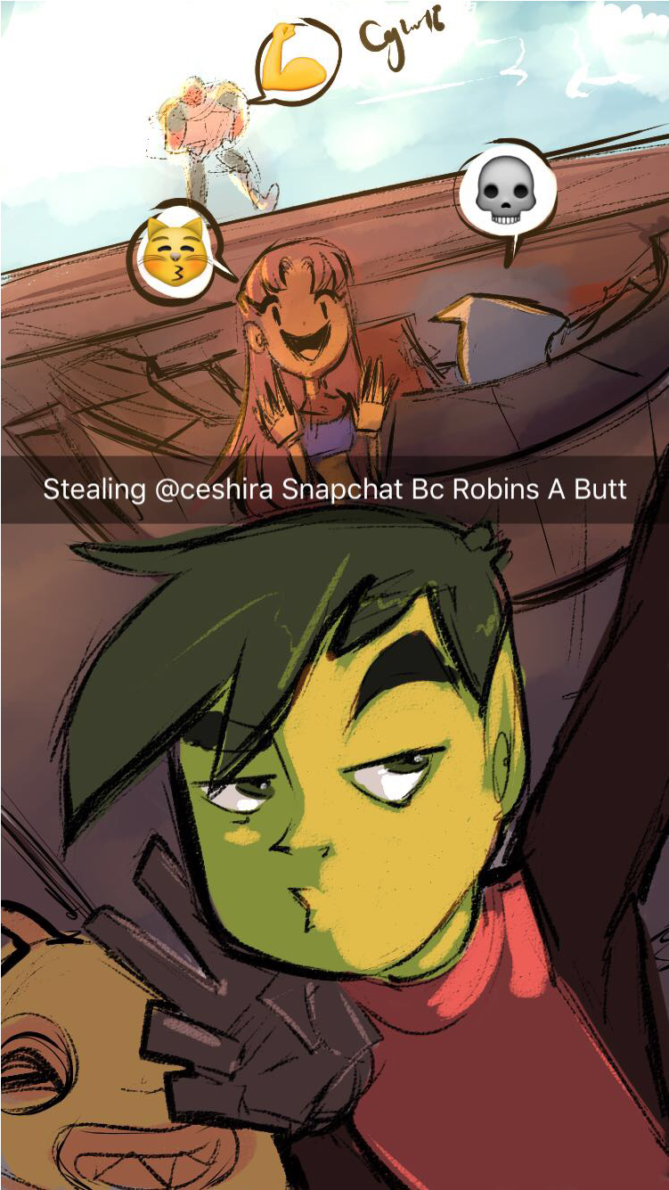 ““robin Won't Let Us Have An Official Titan Snapchat - Anime Snapchat Teen Titans (1118x1334)