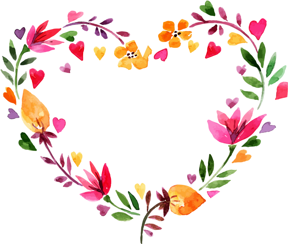 Free Valentine's Day Free Flower Heart Wreath - Watercolor Wreath F...
